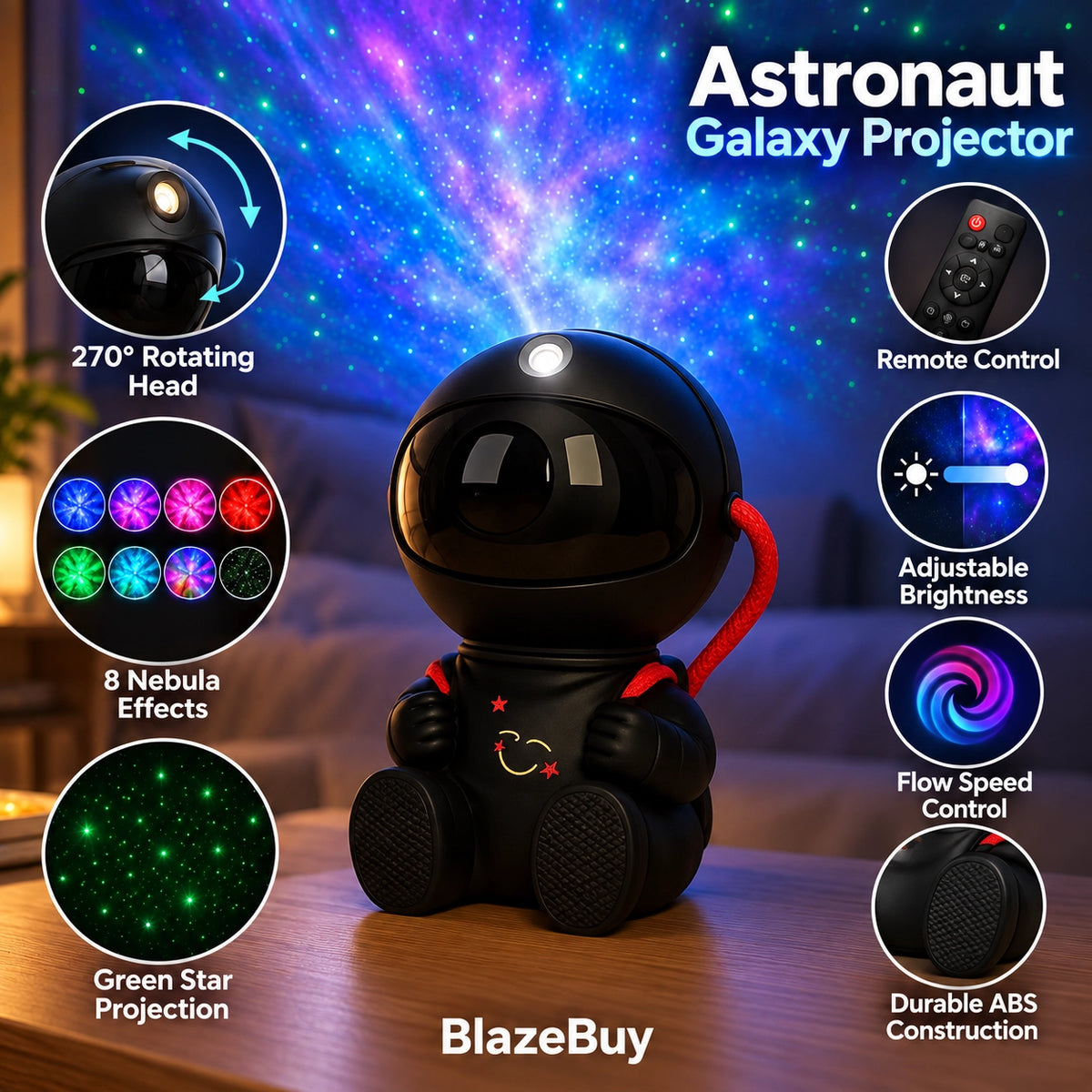 Astronaut Galaxy Projector Lamp