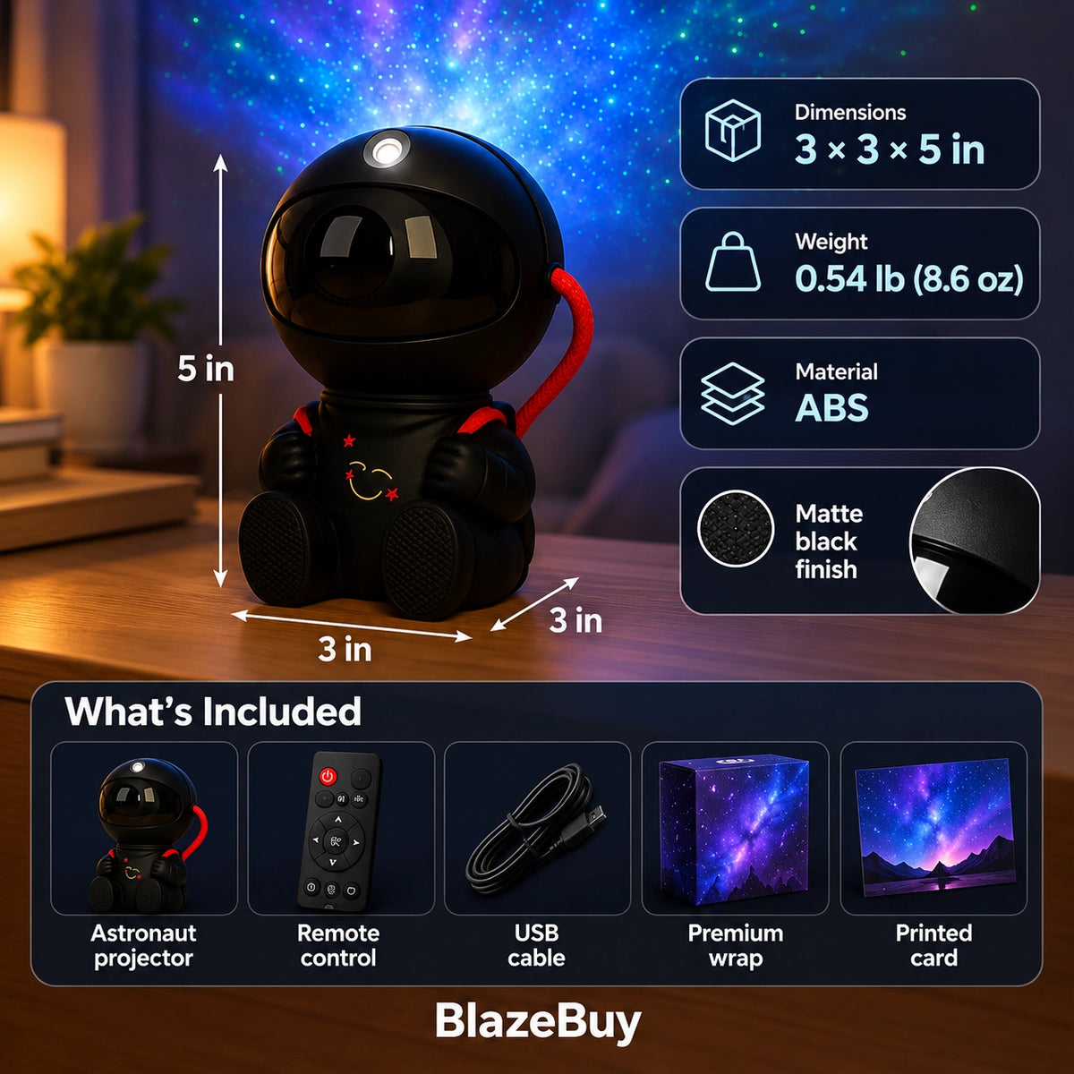 Astronaut Galaxy Projector Lamp