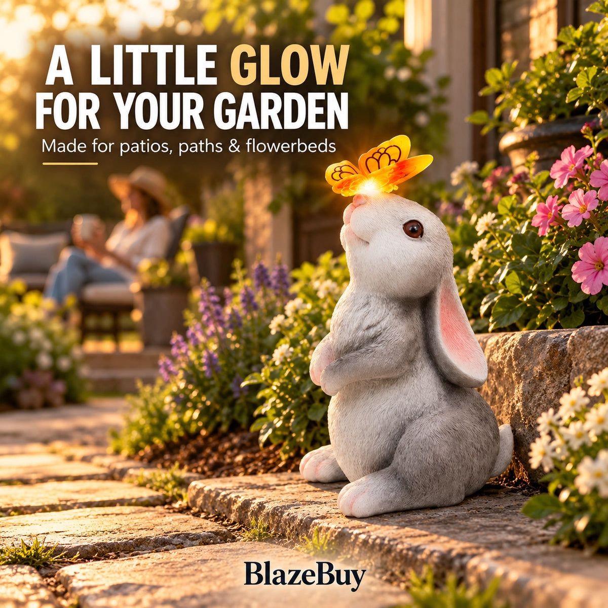 Solar Bunny Garden Statue