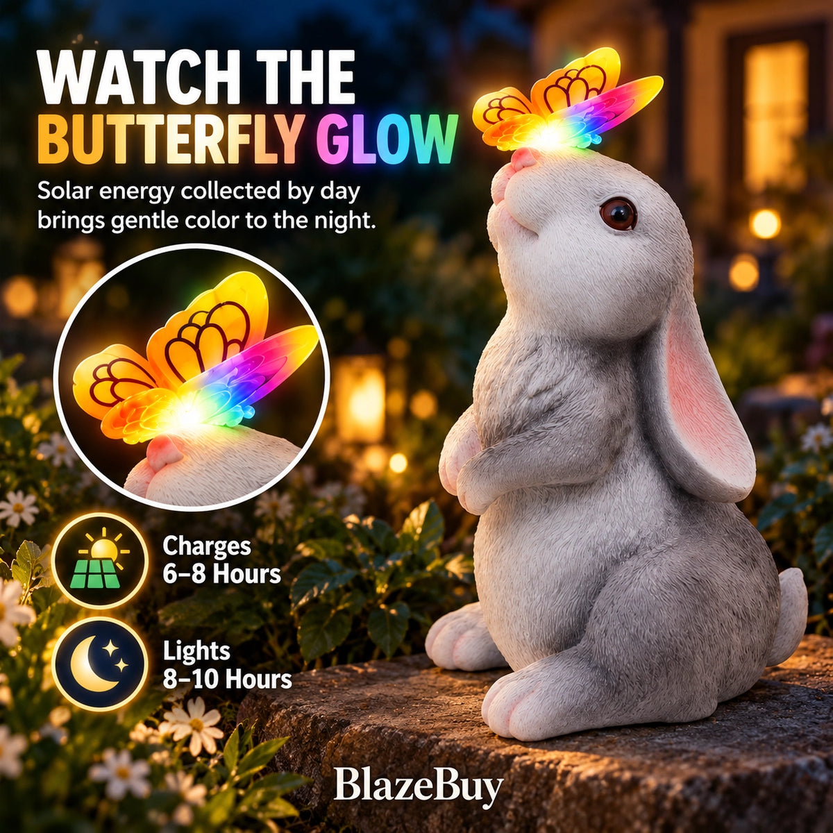 Solar Bunny Garden Statue