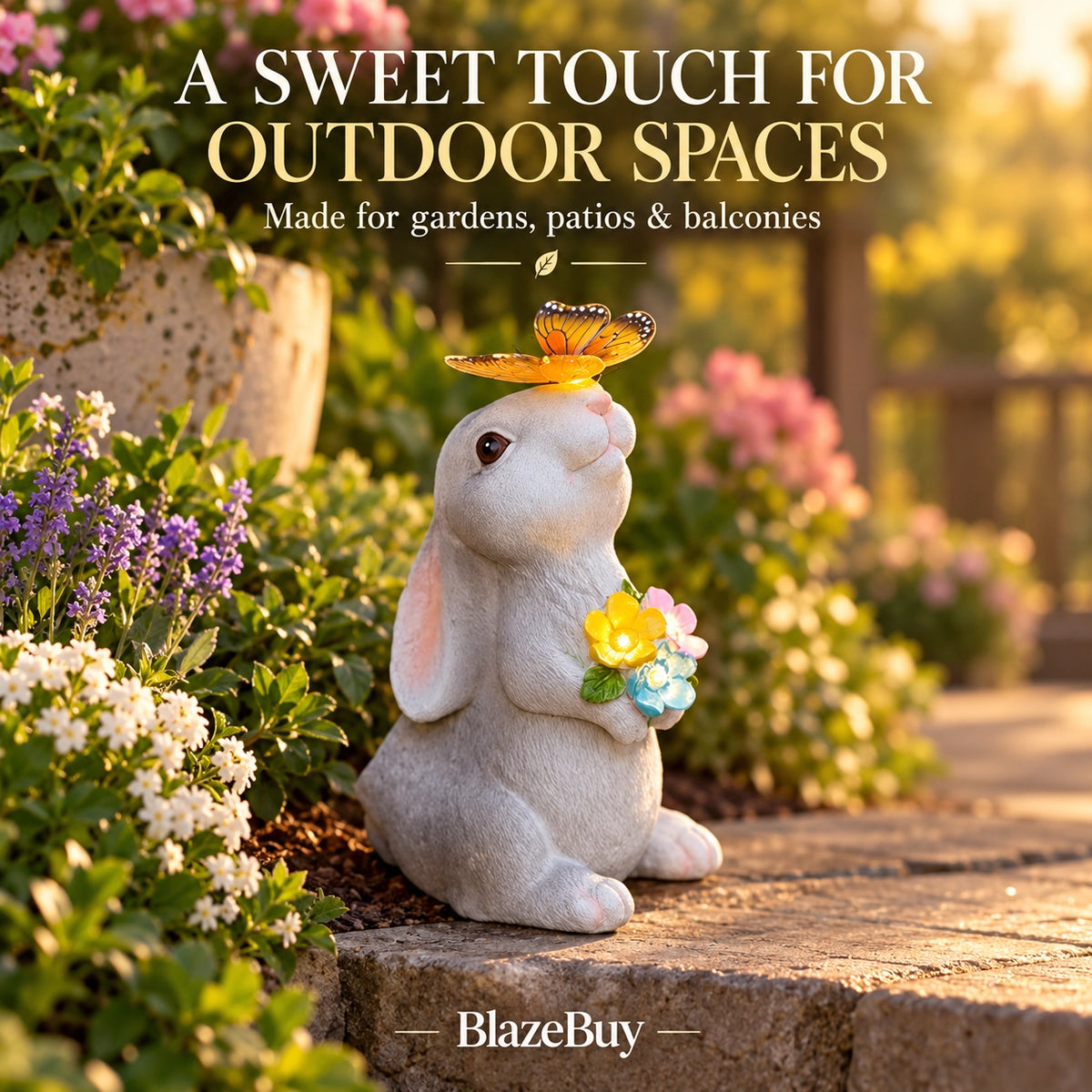 Solar Bunny Garden Statue