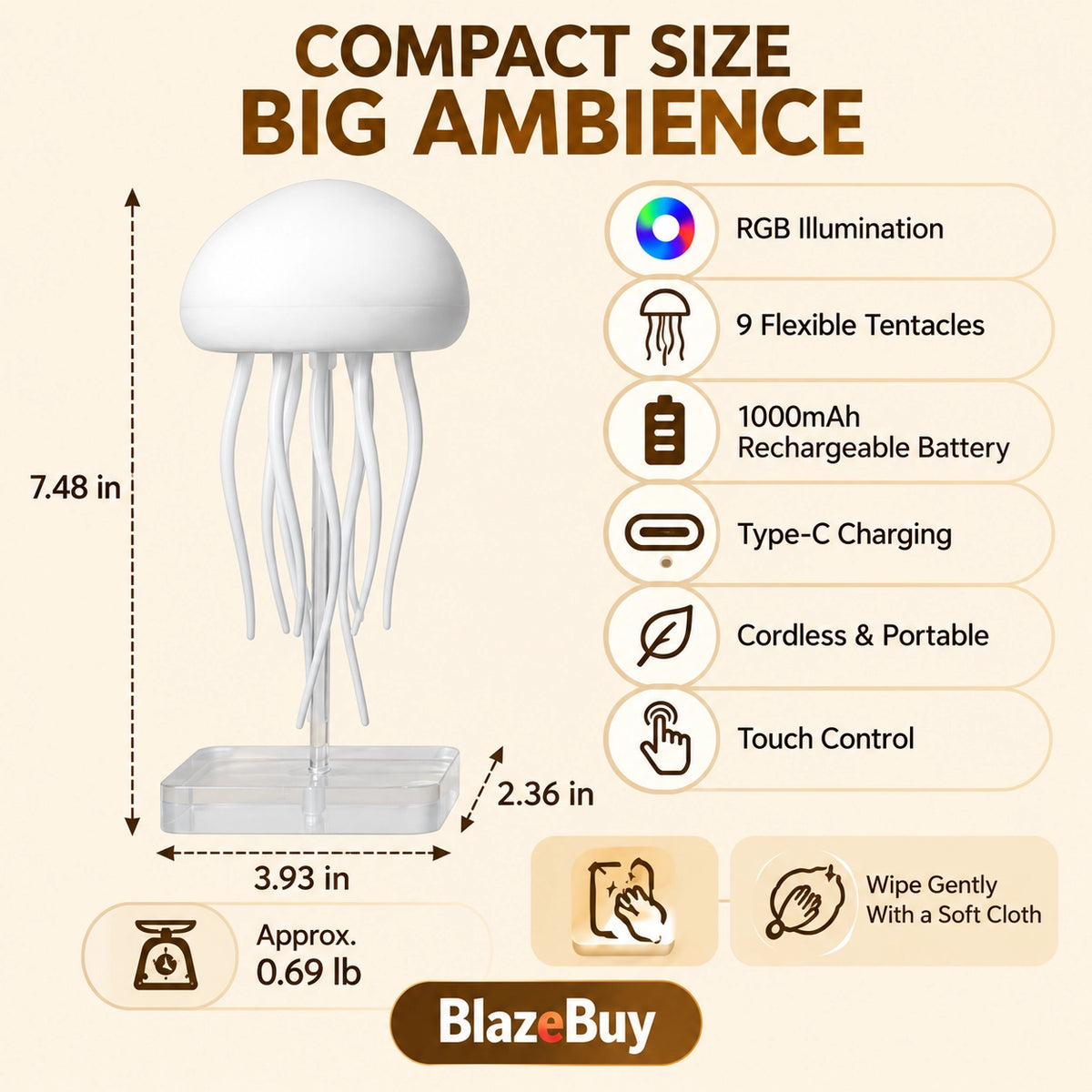 Rechargeable Jellyfish Night Lamp
