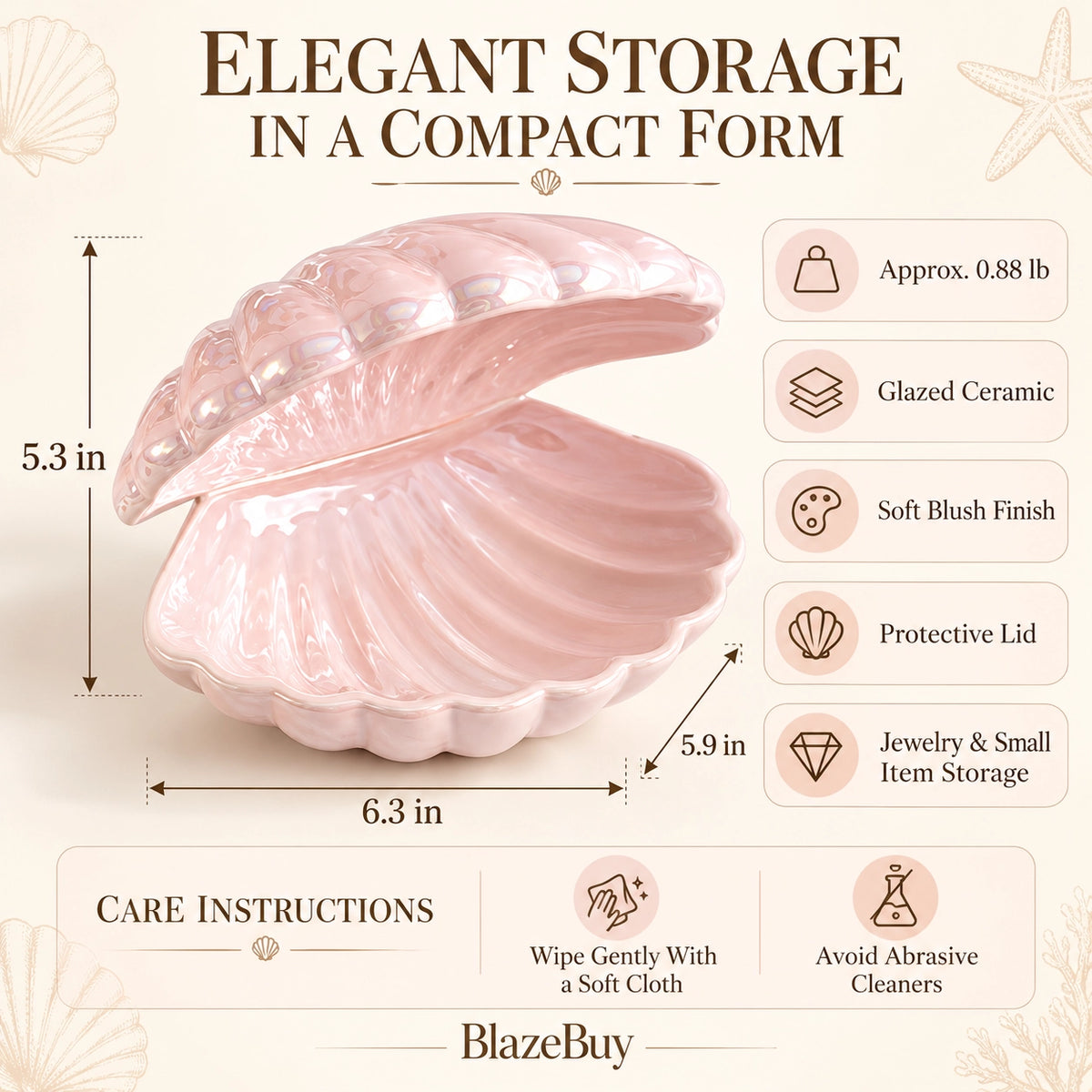 Ceramic Shell Jewelry Dish