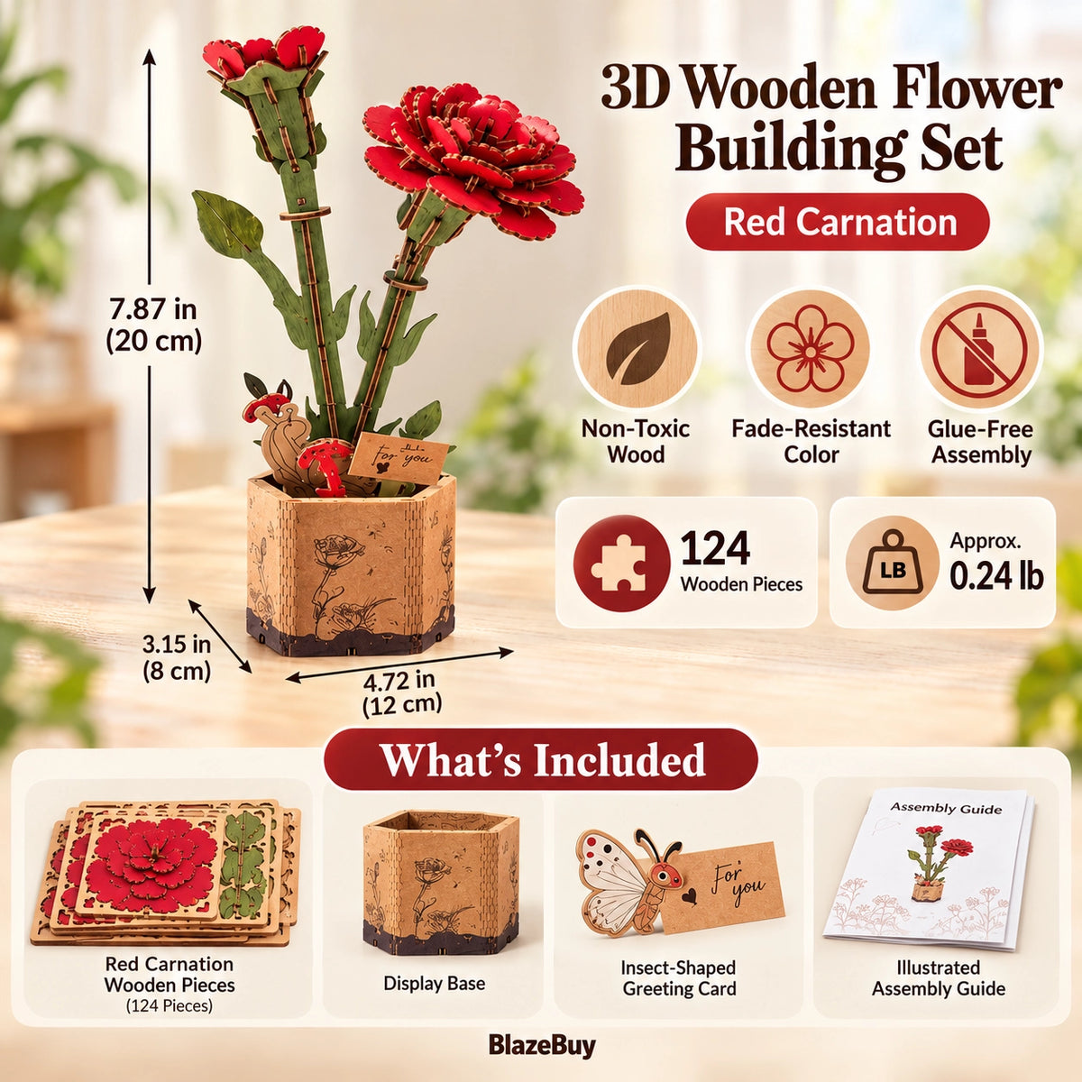Wooden Bloom 3D Flower Puzzle