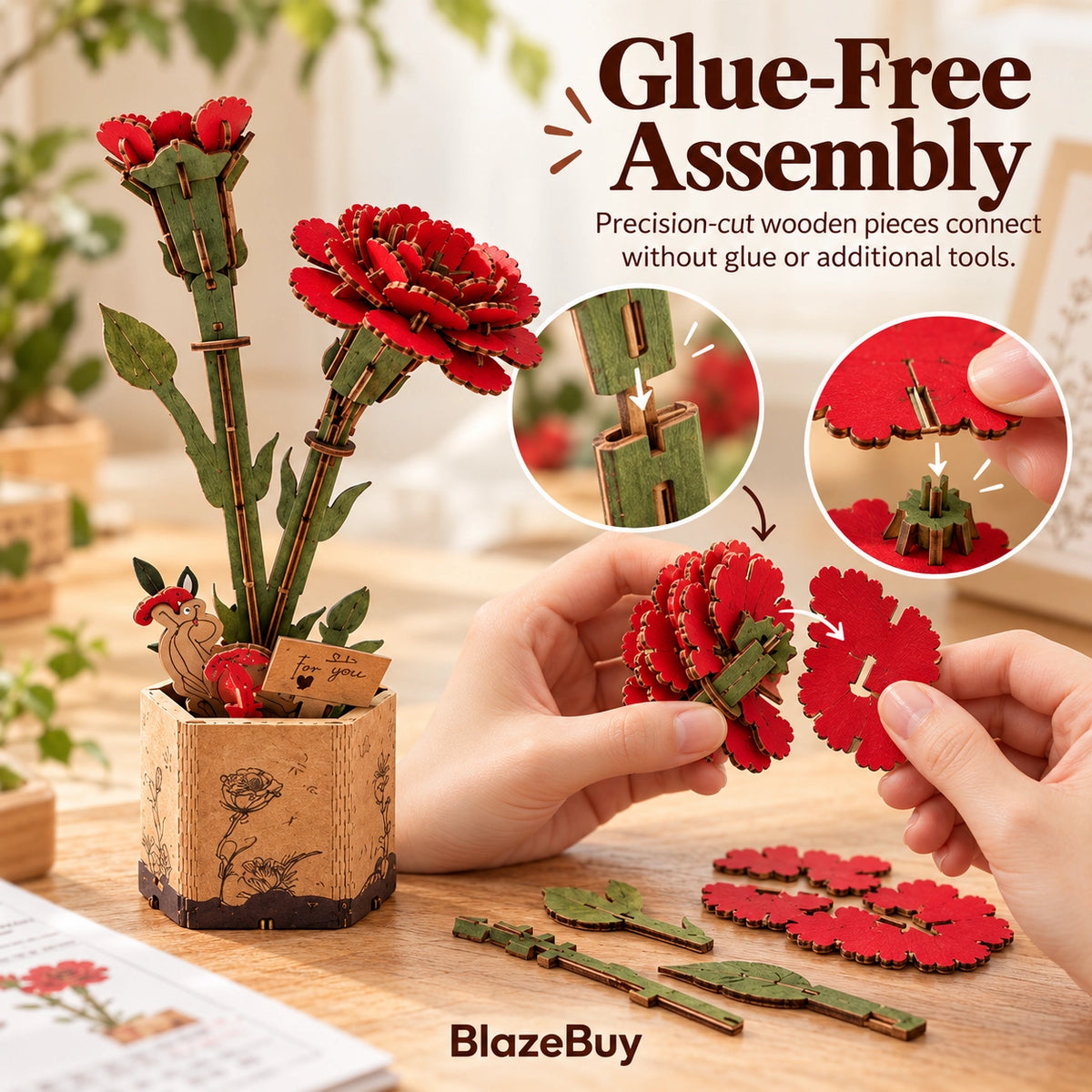 Wooden Bloom 3D Flower Puzzle
