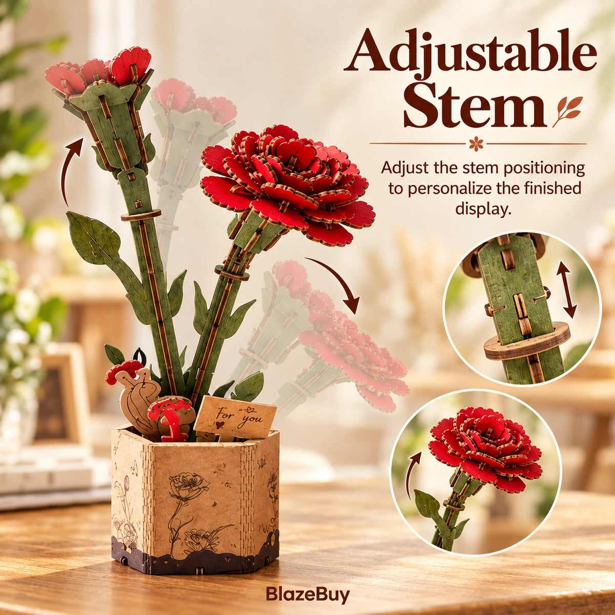 Wooden Bloom 3D Flower Puzzle