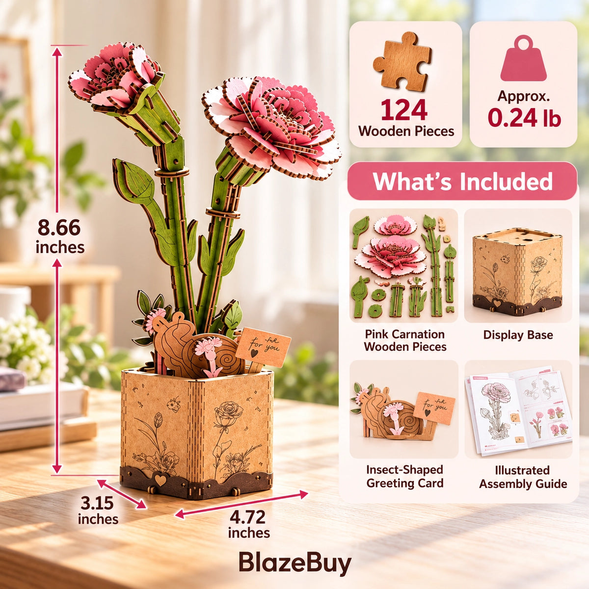 Wooden Bloom 3D Flower Puzzle