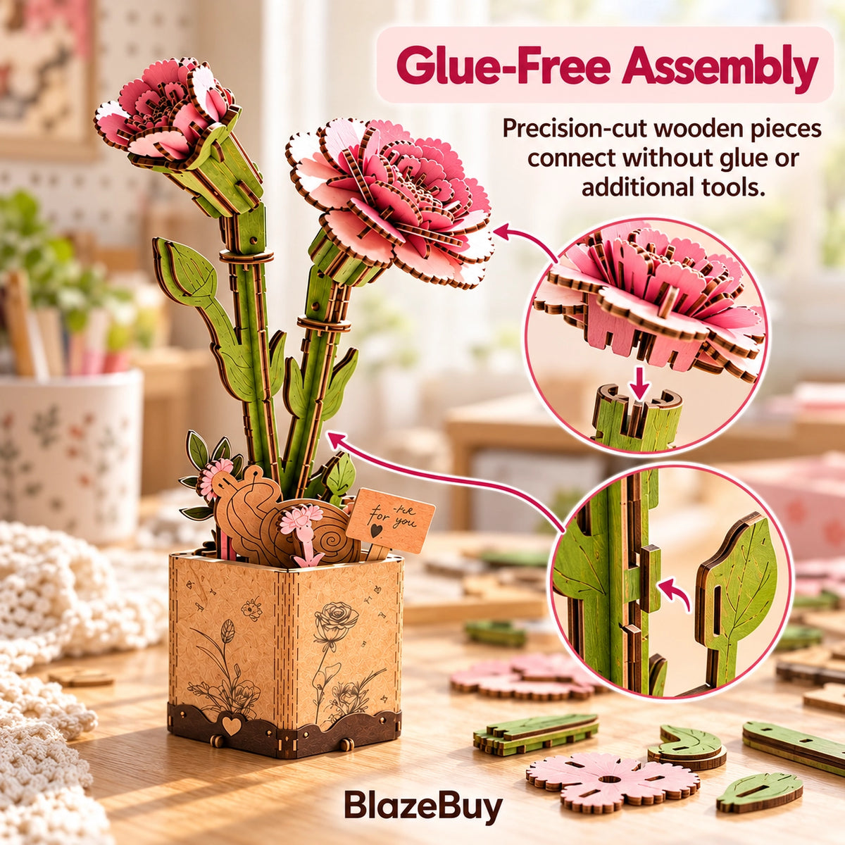 Wooden Bloom 3D Flower Puzzle