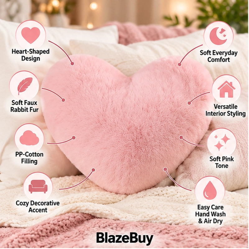 Heart-Shaped Fluffy Pillow