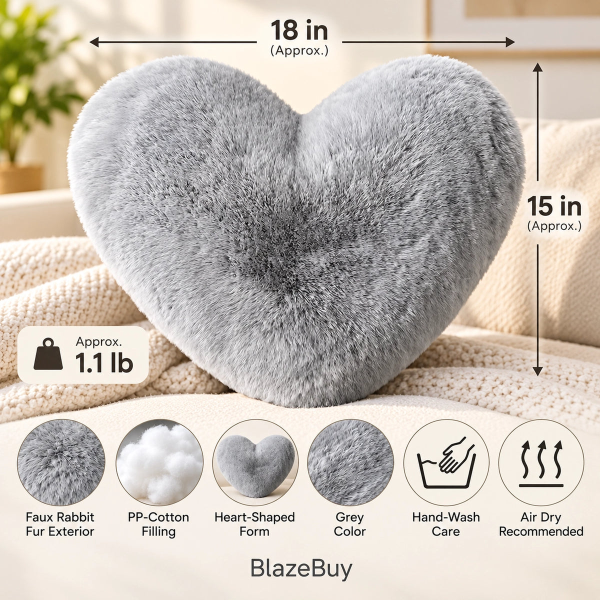 Heart-Shaped Fluffy Pillow