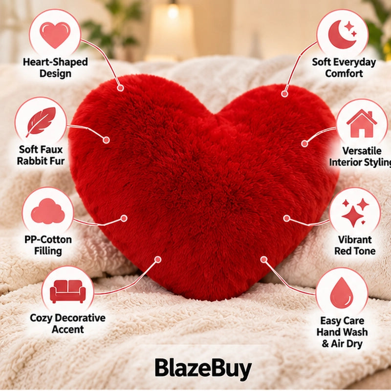 Heart-Shaped Fluffy Pillow