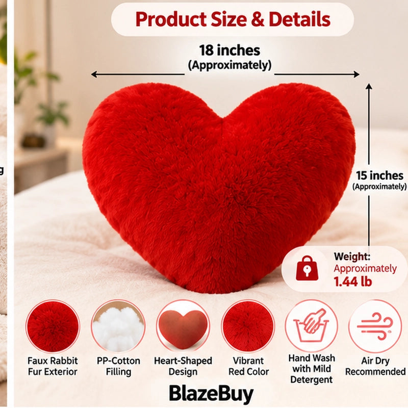 Heart-Shaped Fluffy Pillow