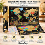 Scratch-Off World & USA Map Set