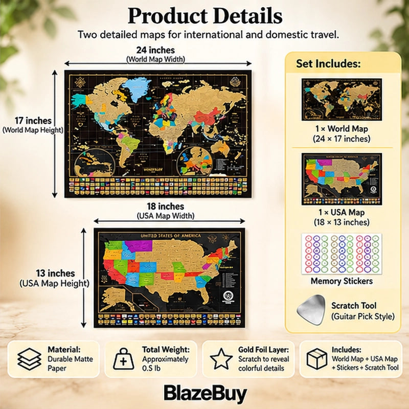 Scratch-Off World & USA Map Set