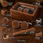 Rustic Walnut Wood Cufflinks Set