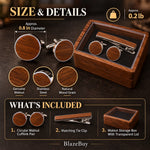 Rustic Walnut Wood Cufflinks Set