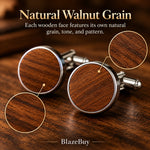 Rustic Walnut Wood Cufflinks Set