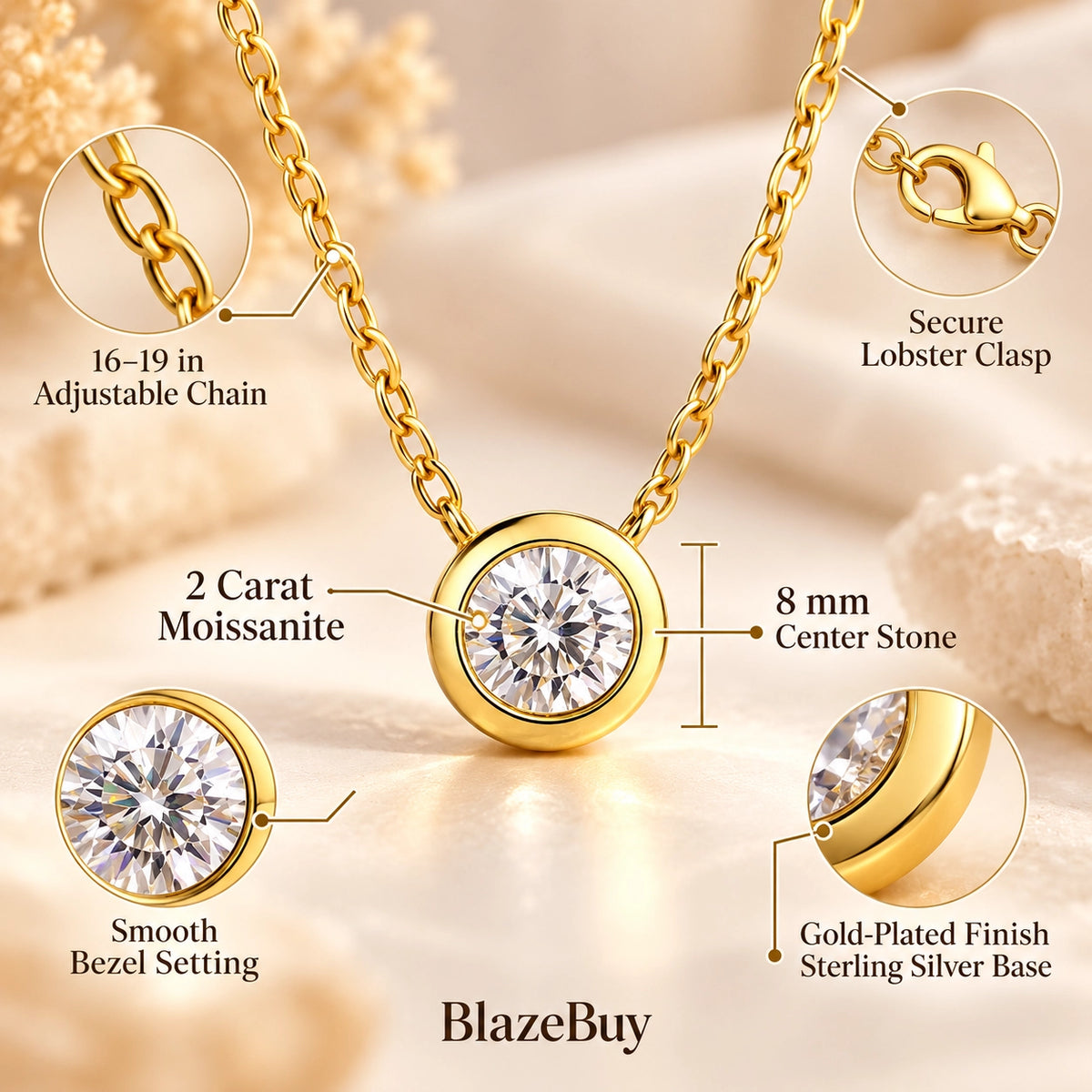 Moissanite Solitaire Pendant Necklace