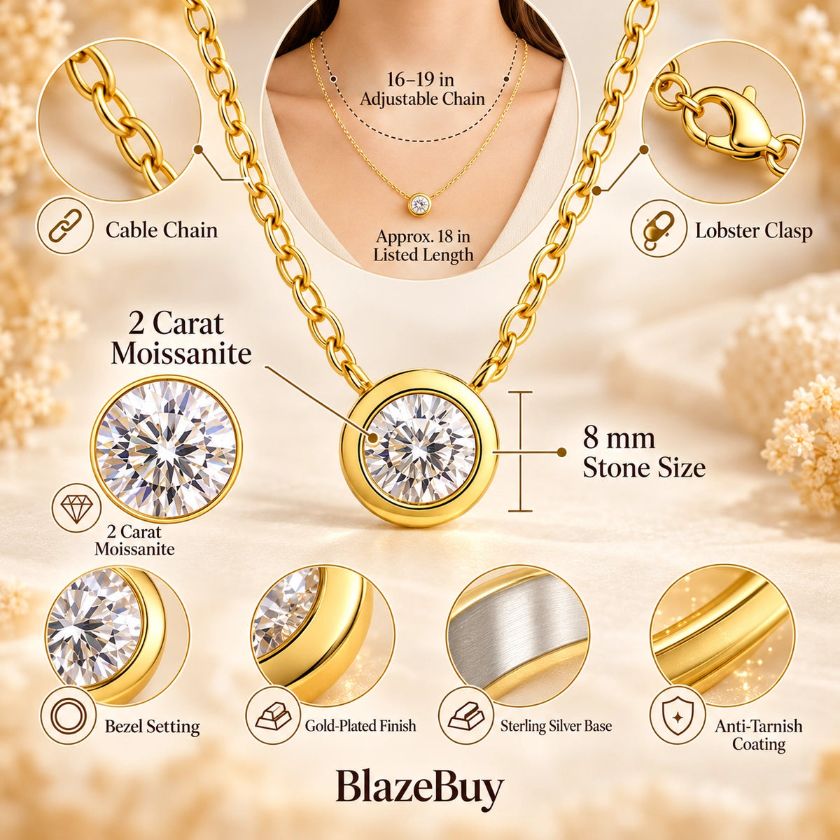 Moissanite Solitaire Pendant Necklace