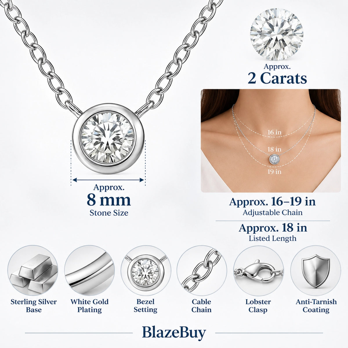 Moissanite Solitaire Pendant Necklace