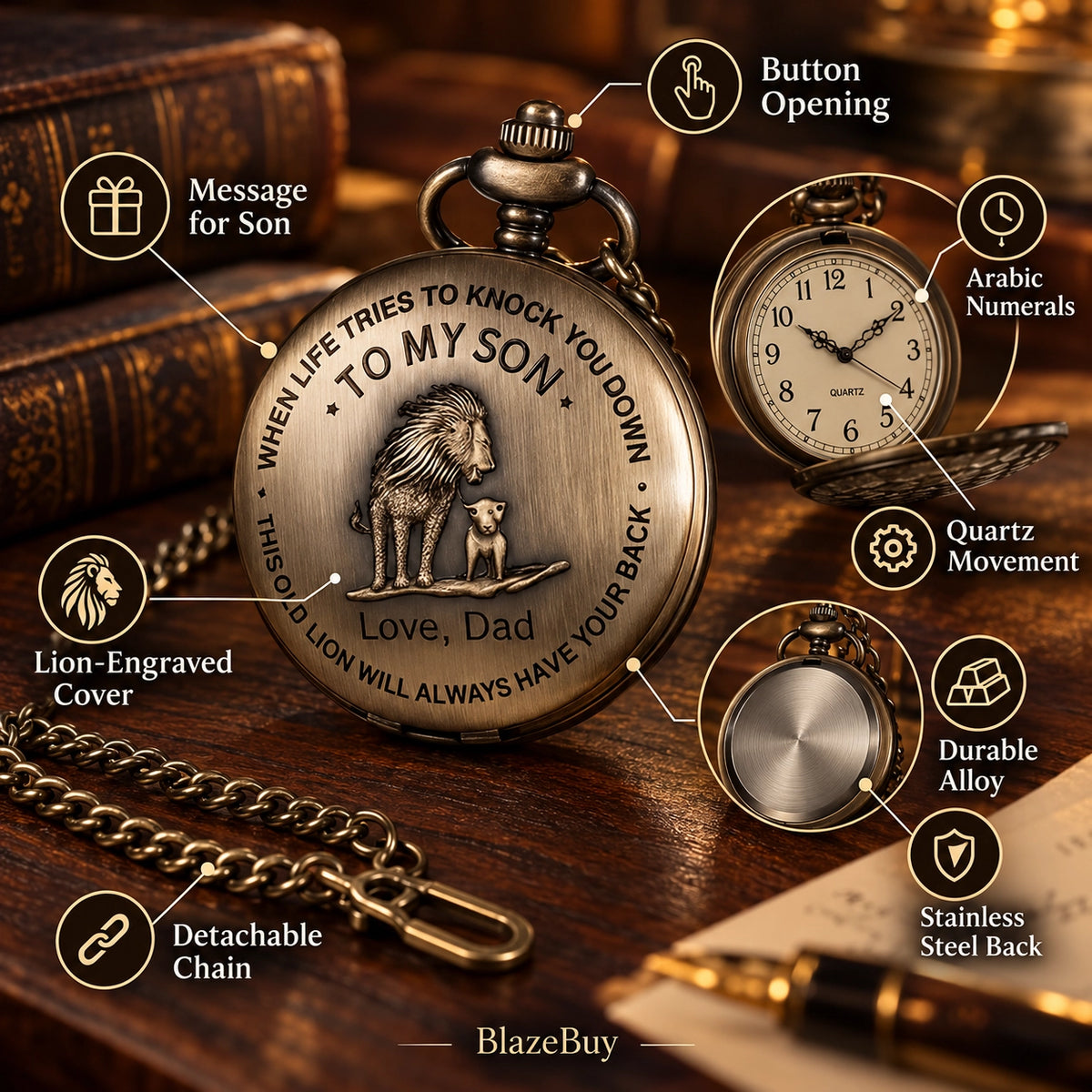 Engraved Pocket Watch for Son