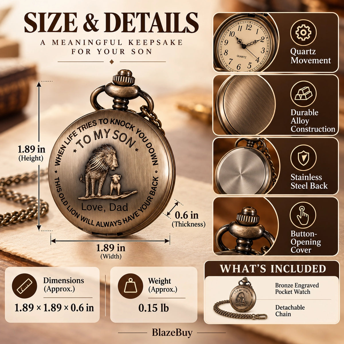 Engraved Pocket Watch for Son