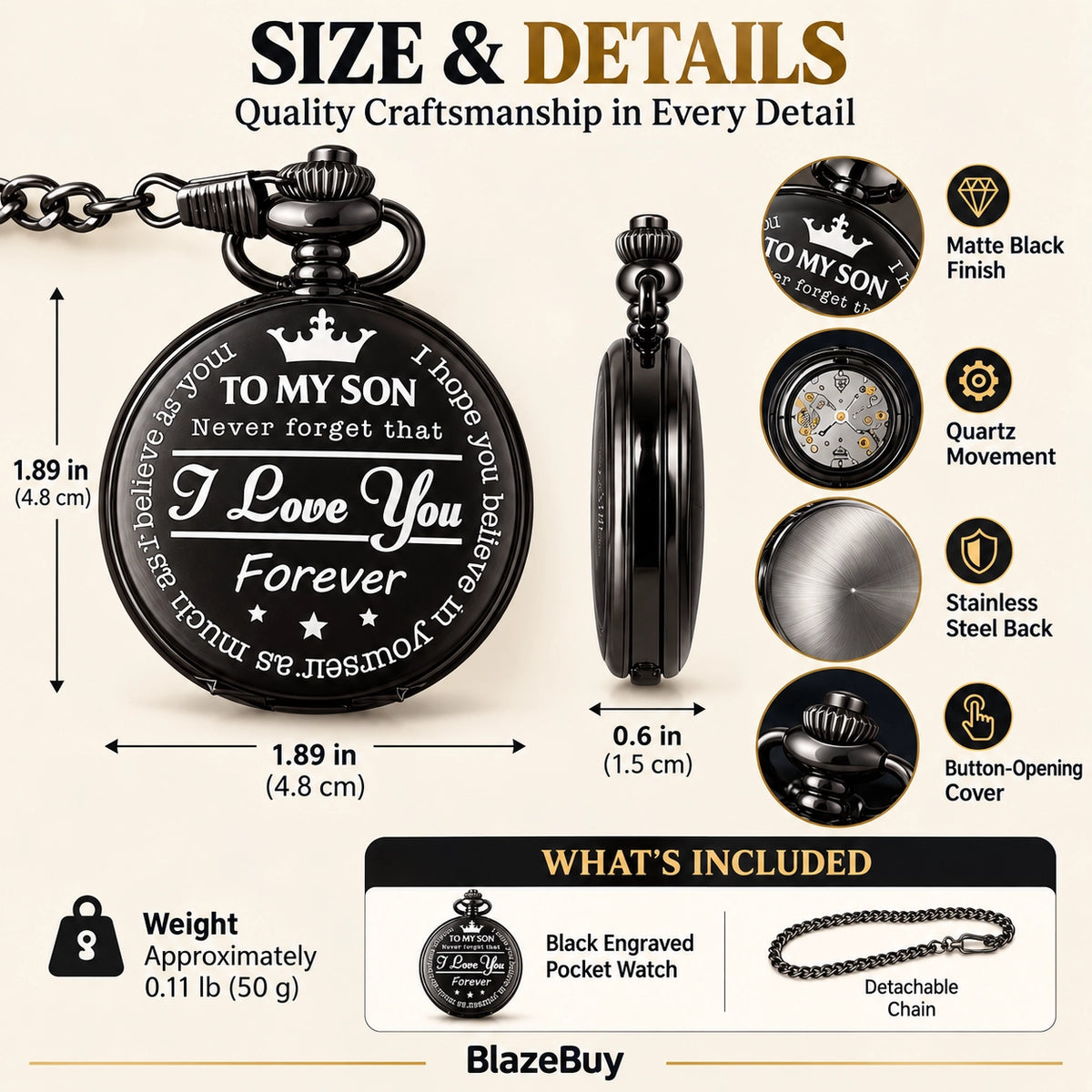 Engraved Pocket Watch for Son