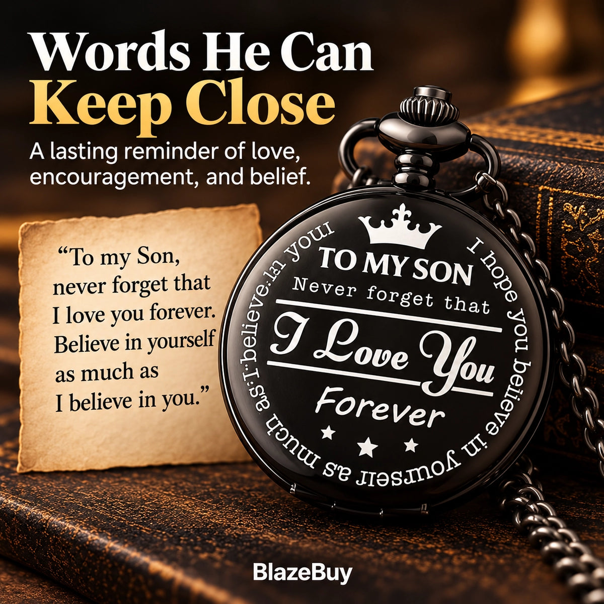 Engraved Pocket Watch for Son