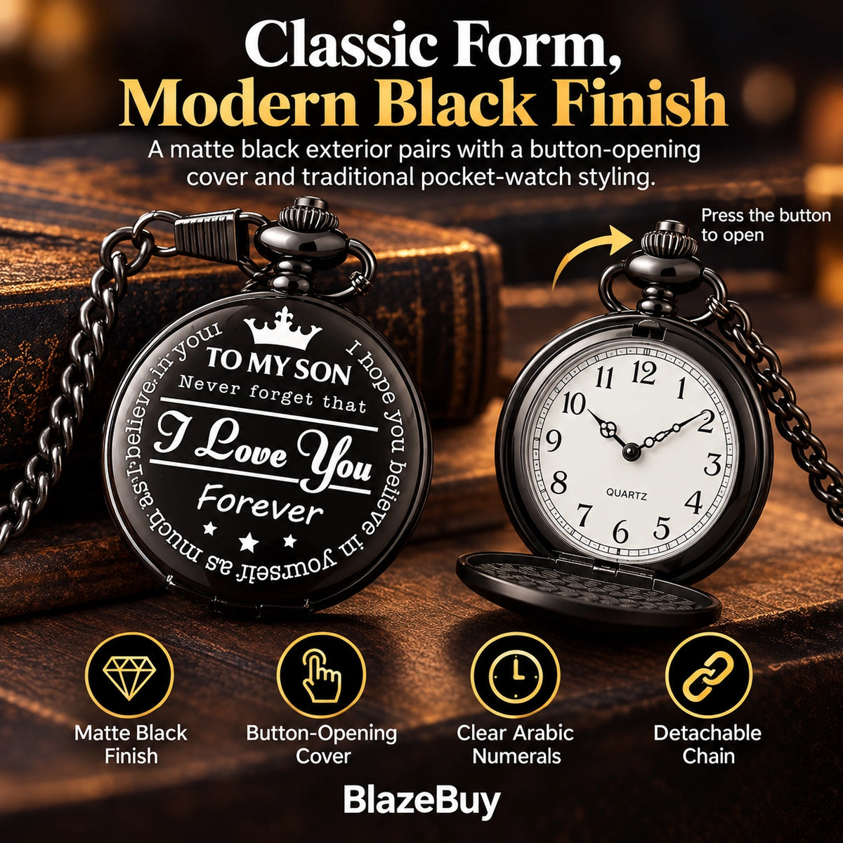 Engraved Pocket Watch for Son