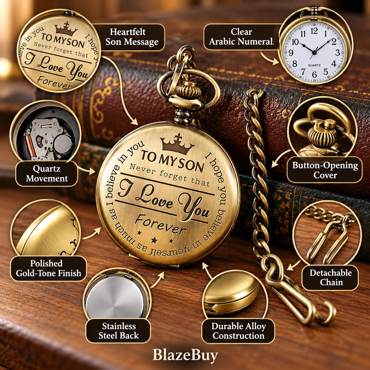 Engraved Pocket Watch for Son