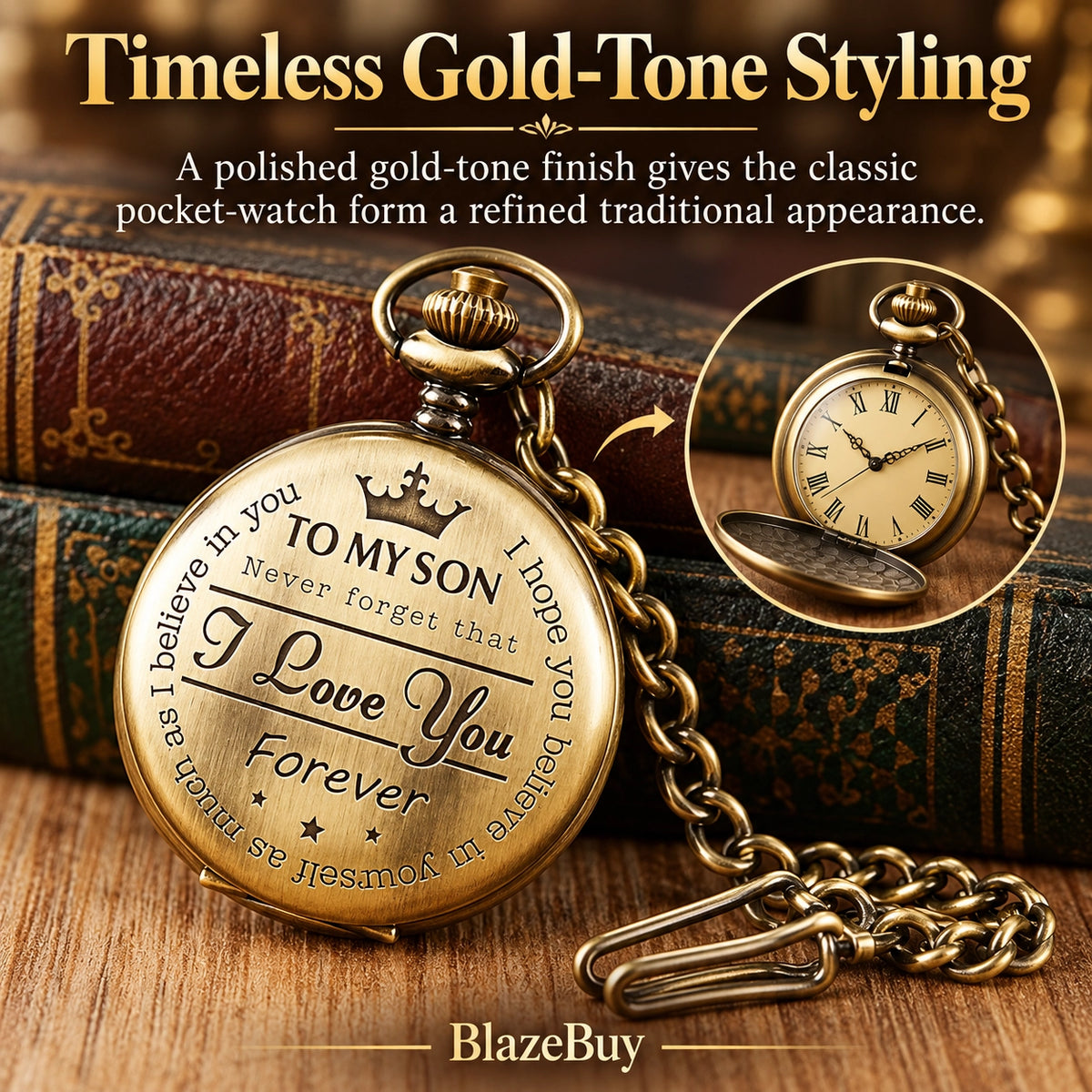 Engraved Pocket Watch for Son