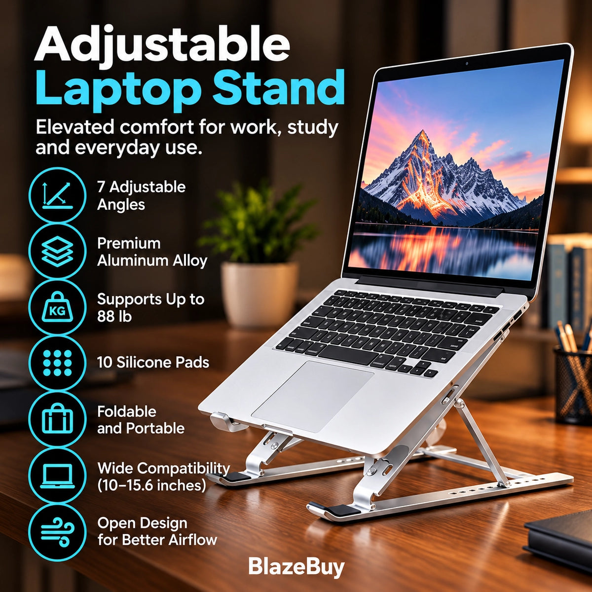 adjustable aluminum laptop stand