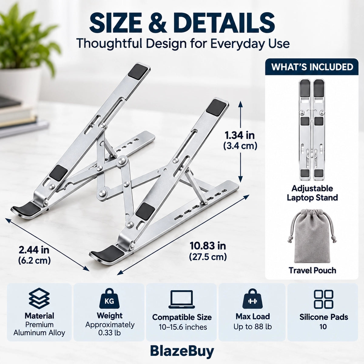 adjustable aluminum laptop stand