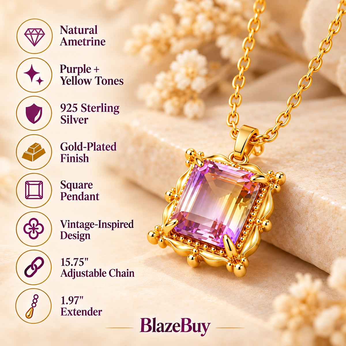 LAMOON Ametrine Necklace