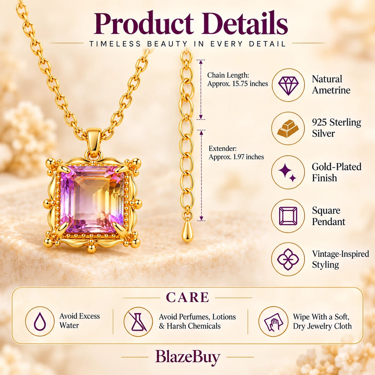 LAMOON Ametrine Necklace