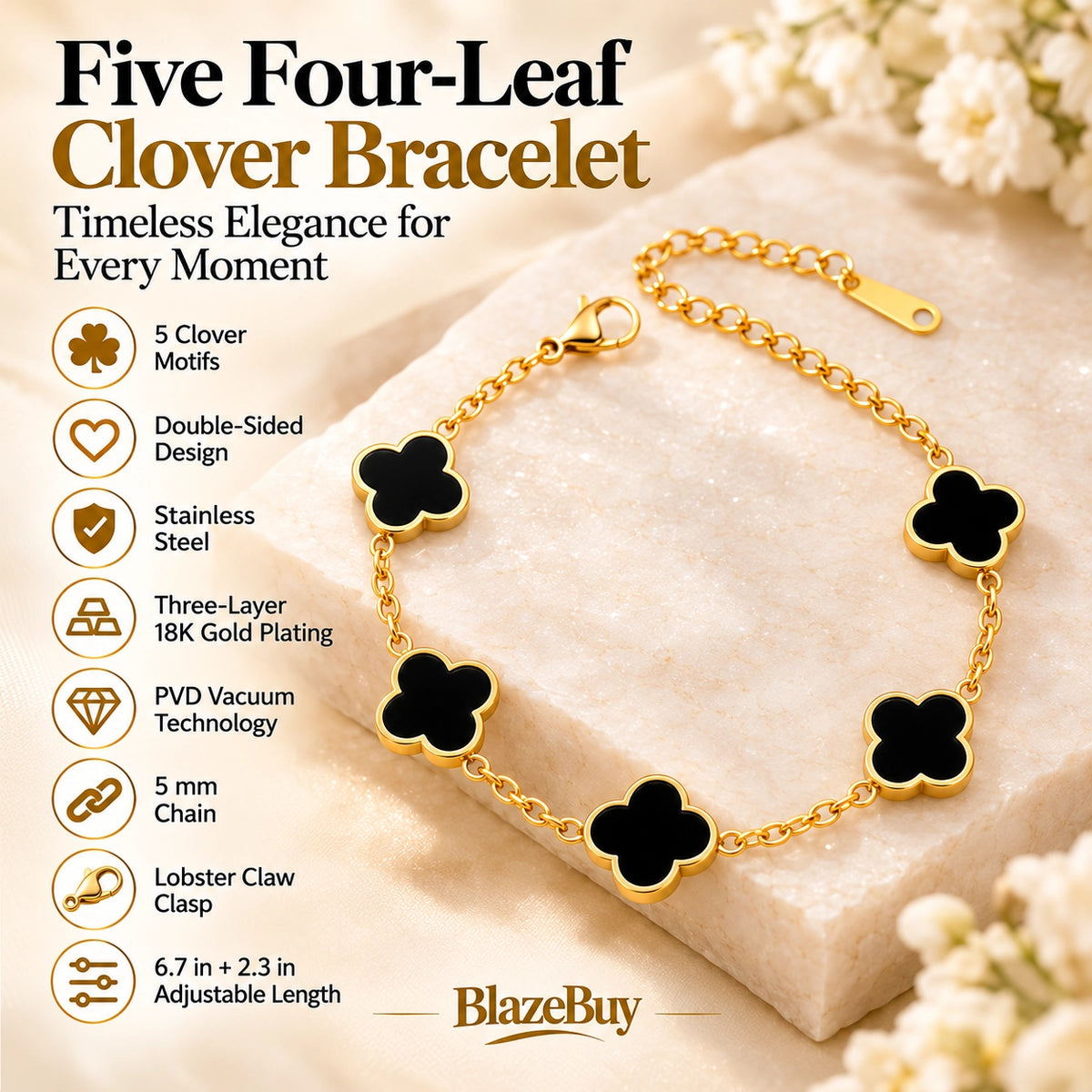 Four Leaf Clover Gold Bracelet