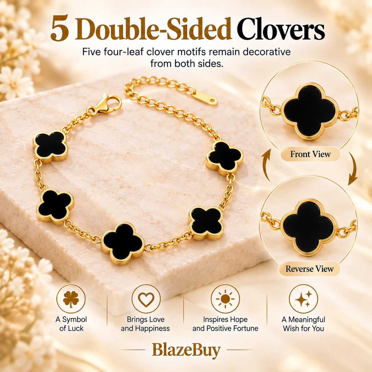 Four Leaf Clover Gold Bracelet