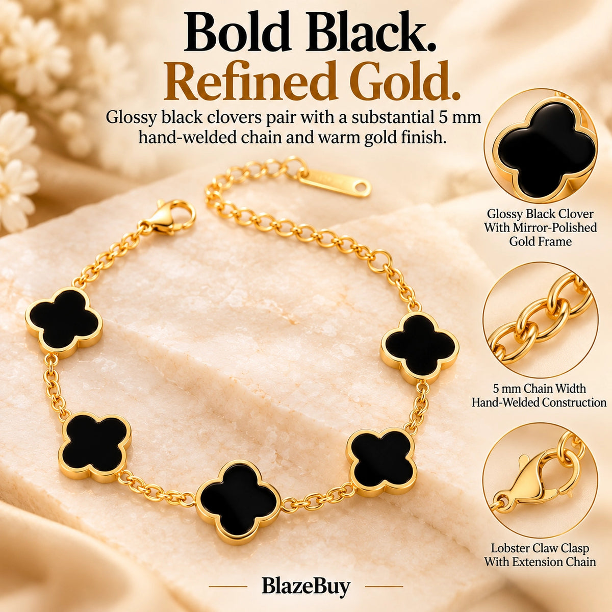 Four Leaf Clover Gold Bracelet