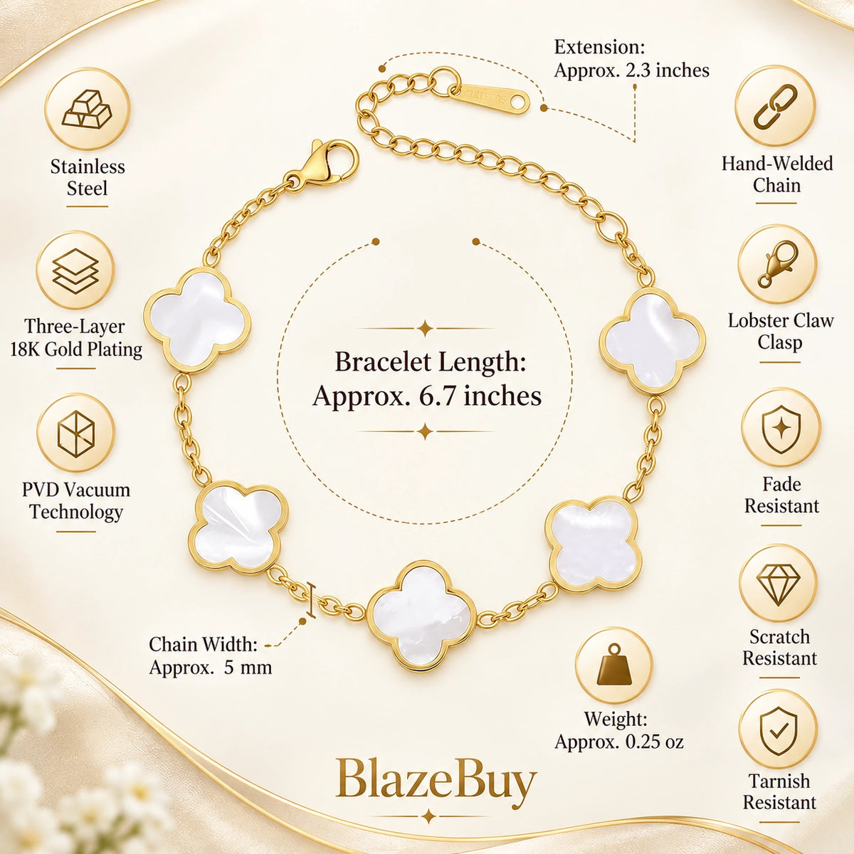 Four Leaf Clover Gold Bracelet