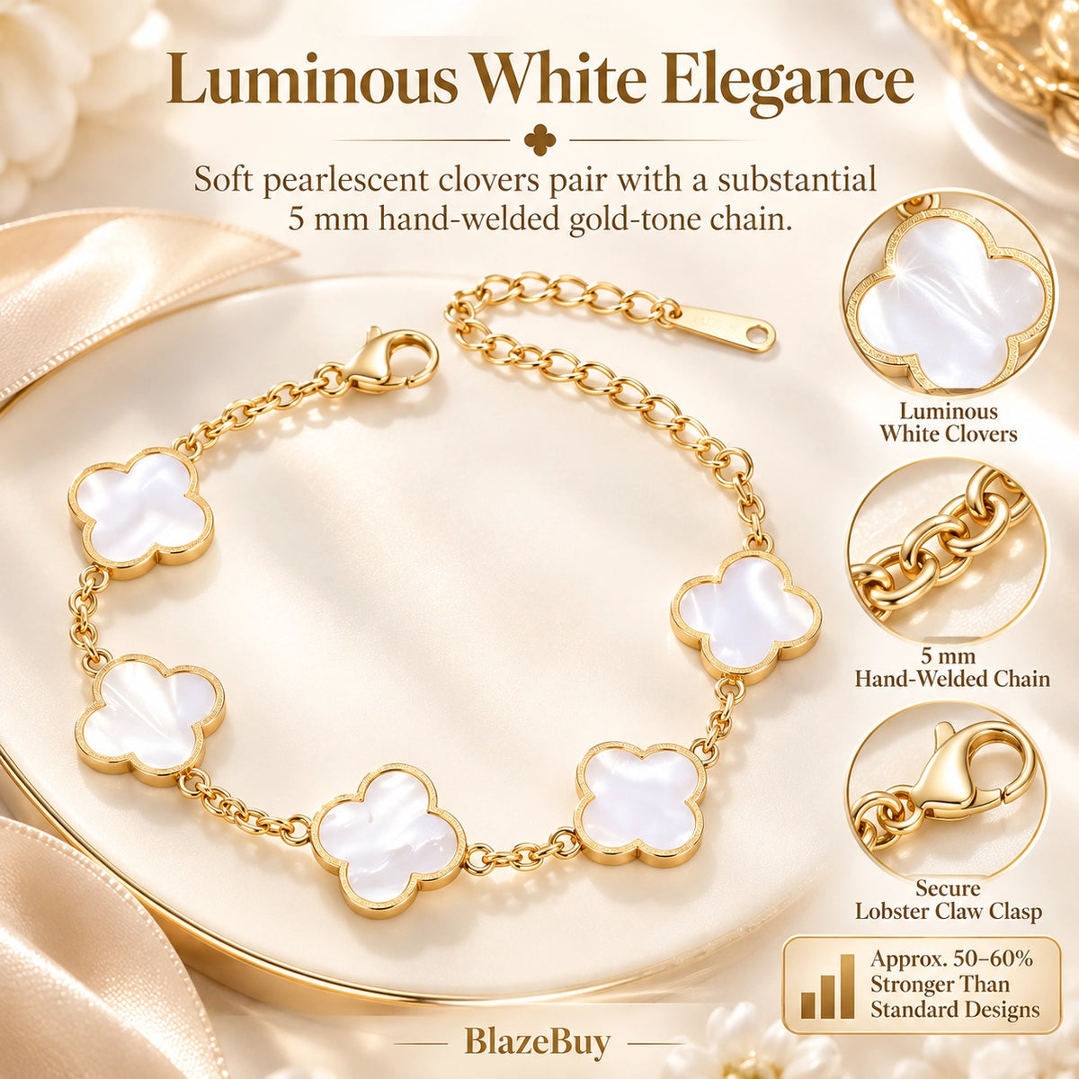 Four Leaf Clover Gold Bracelet