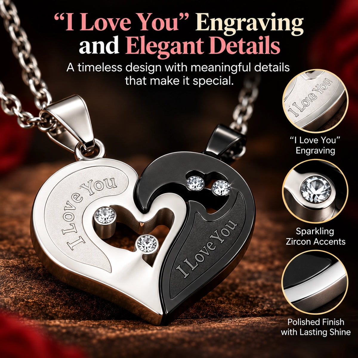 Heart Puzzle Couple Necklace