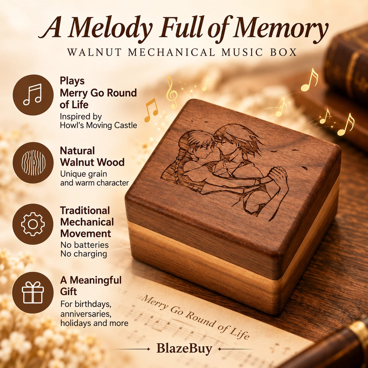 Walnut Wood Music Box