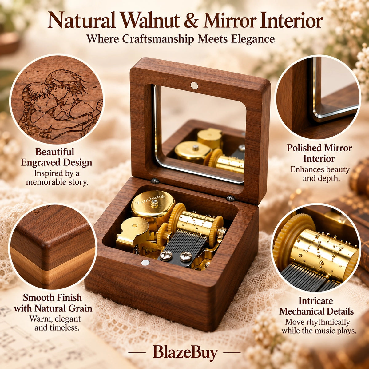 Walnut Wood Music Box