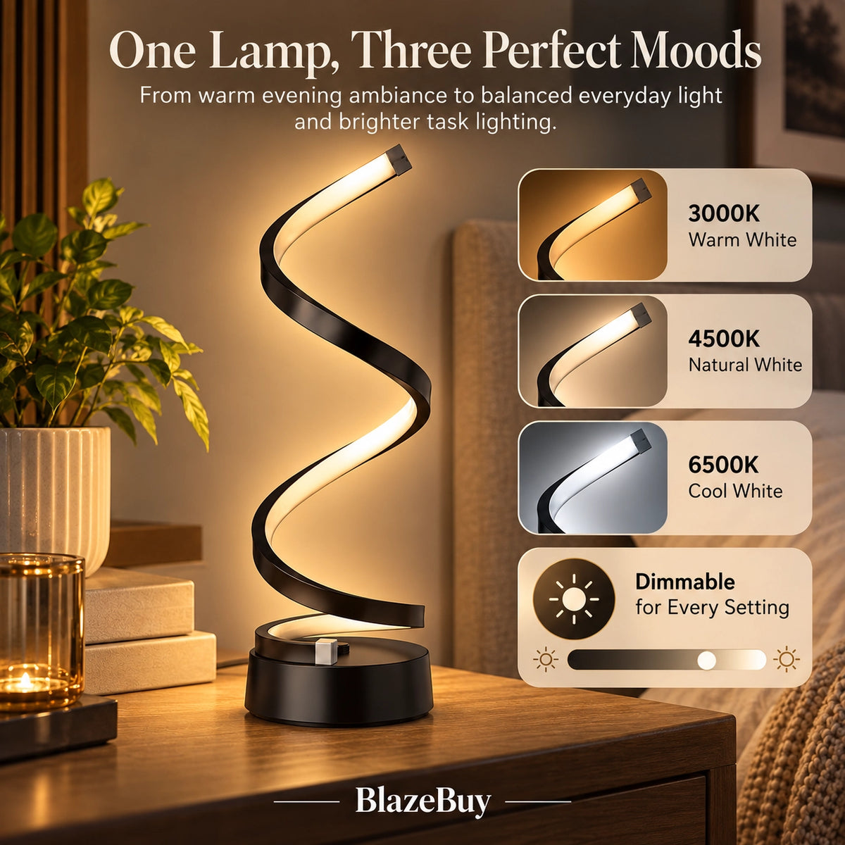 LENIVER Spiral Table Lamp