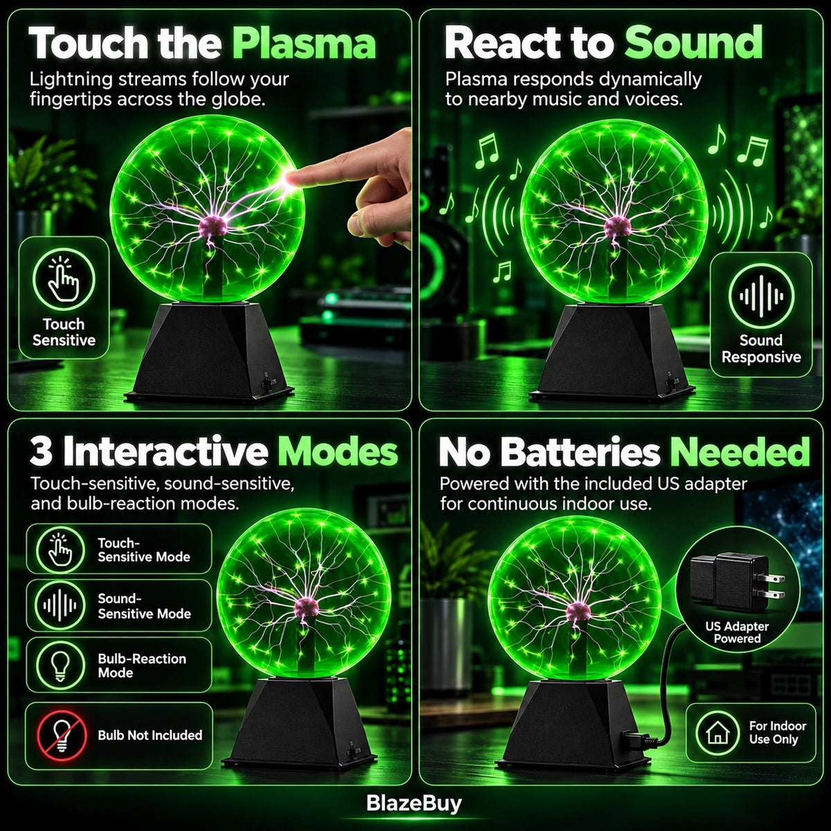 Interactive Plasma Ball Lamp