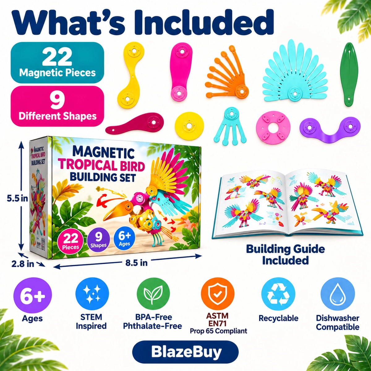 Magnetic Tropical Bird Builder Set
