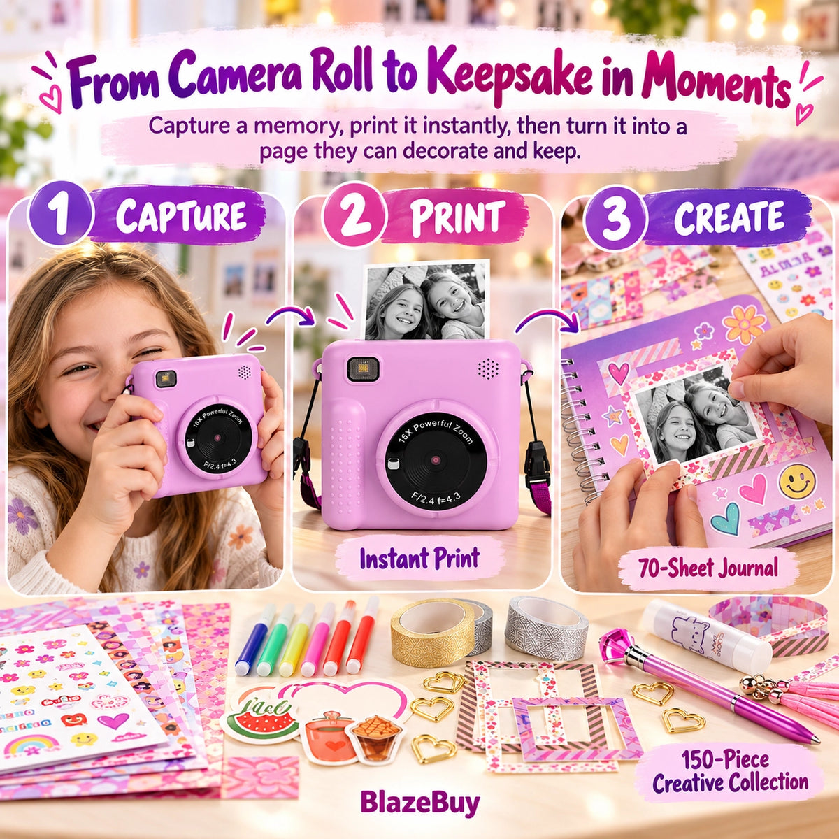 Instant Print Camera Journal Set