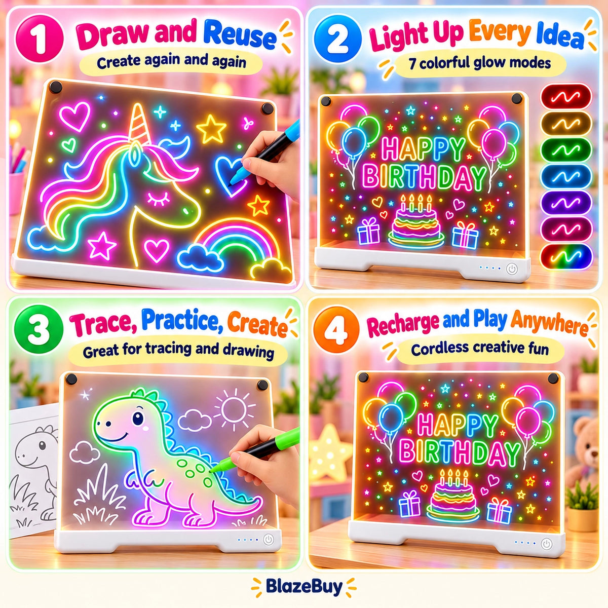 LED Rechargeable Glow Art Board
