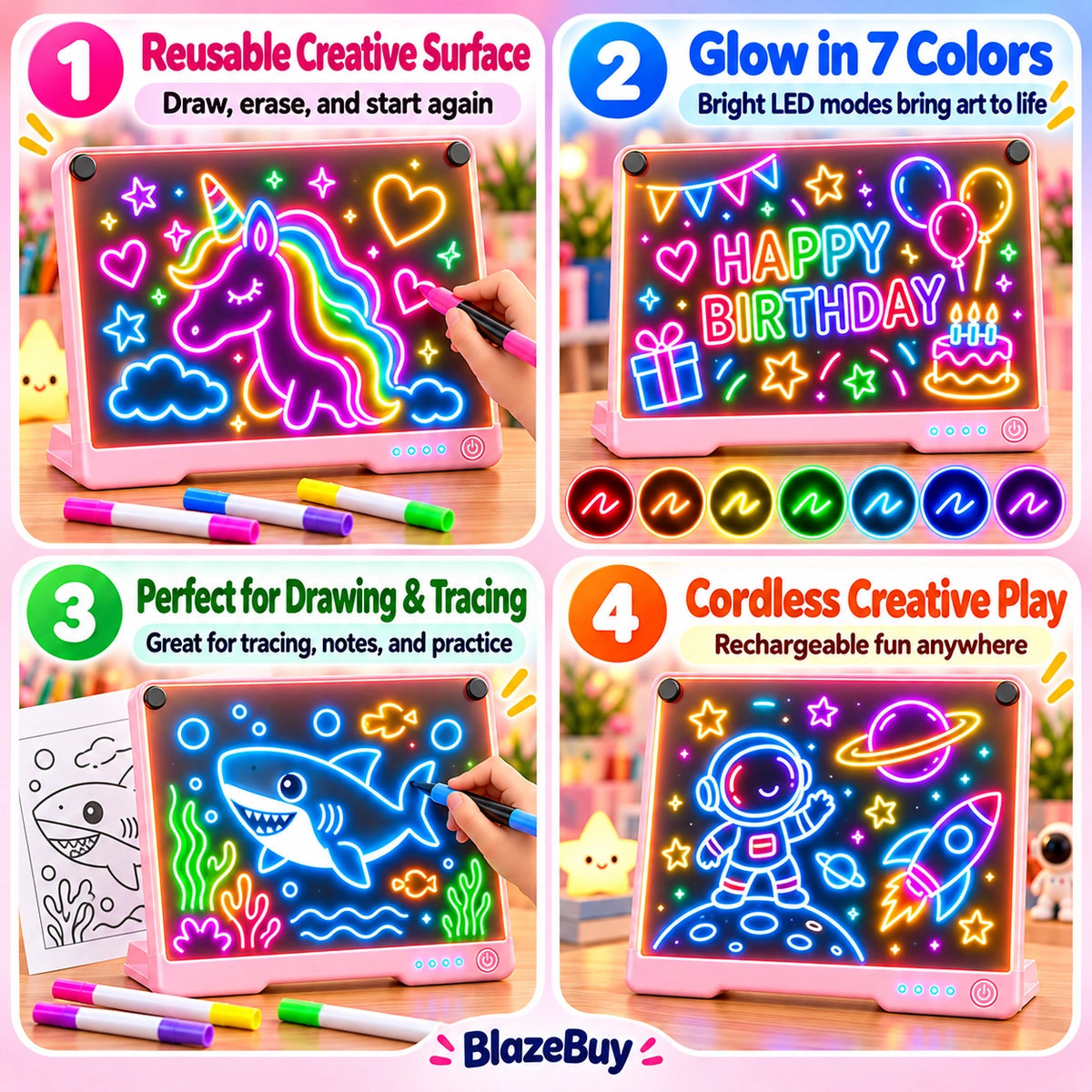 LED Rechargeable Glow Art Board