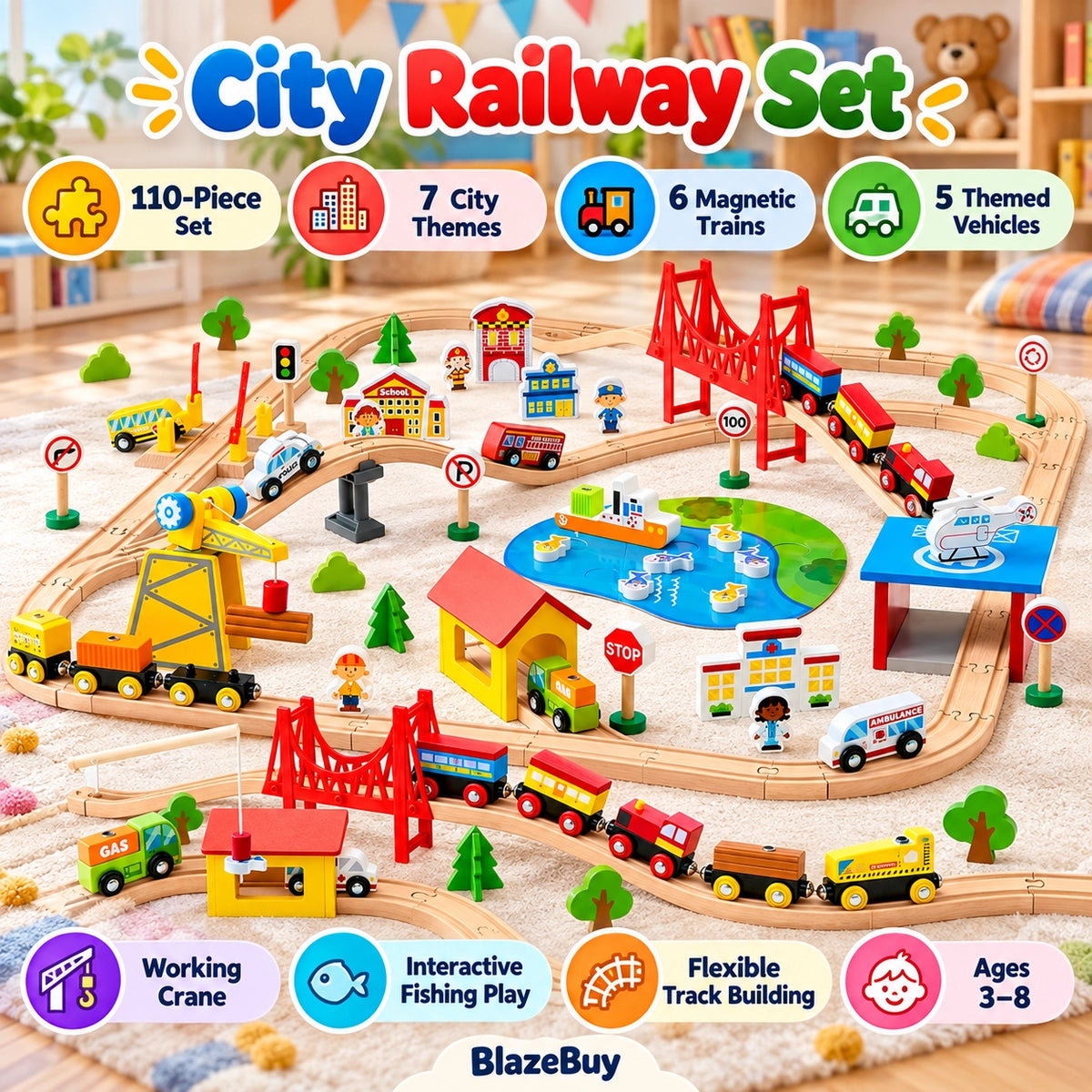 Wooden Magnetic Train Adventure Set